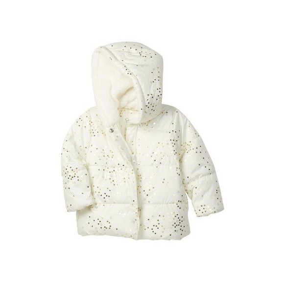 JESSICA SIMPSON Baby Girls Size 12 Mo Winter Jacket Coat White Gold Stars / NEW